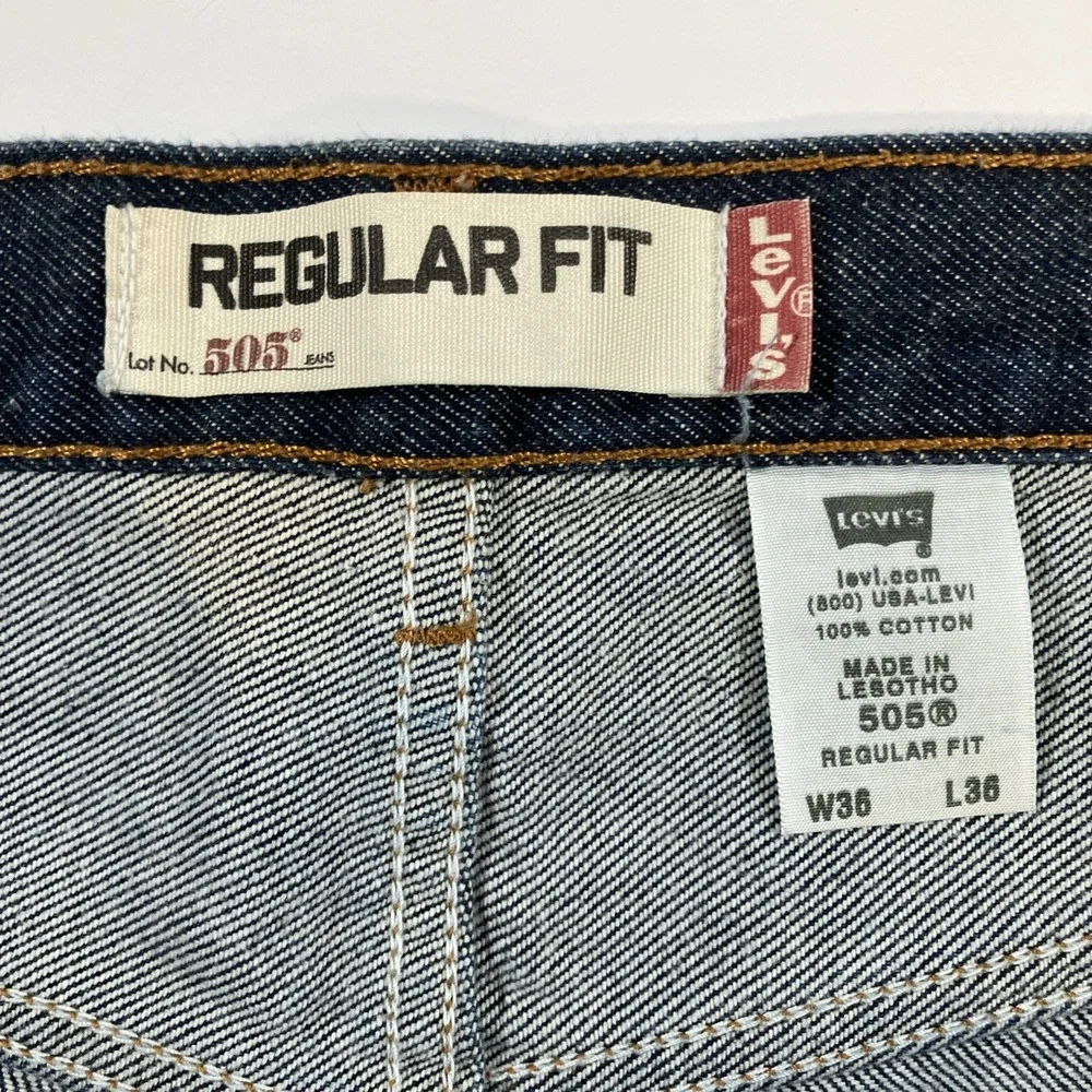 Vintage Levi's 505 Jeans Mens 36x36 Dark Wash Blue Regular Fit Denim Y2K